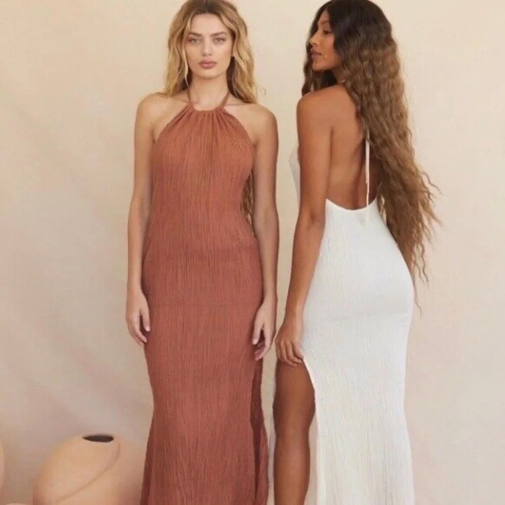 Savannah Morrow The Label Jaya Dress Halter Dress Cream Size M - Picture 3 of 11